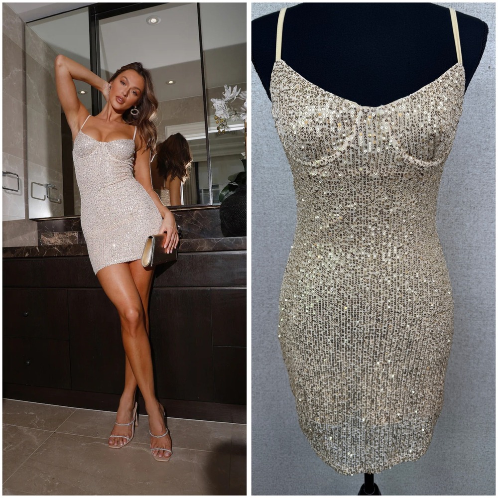 Hello Molly Gold Sequin Mini Dress